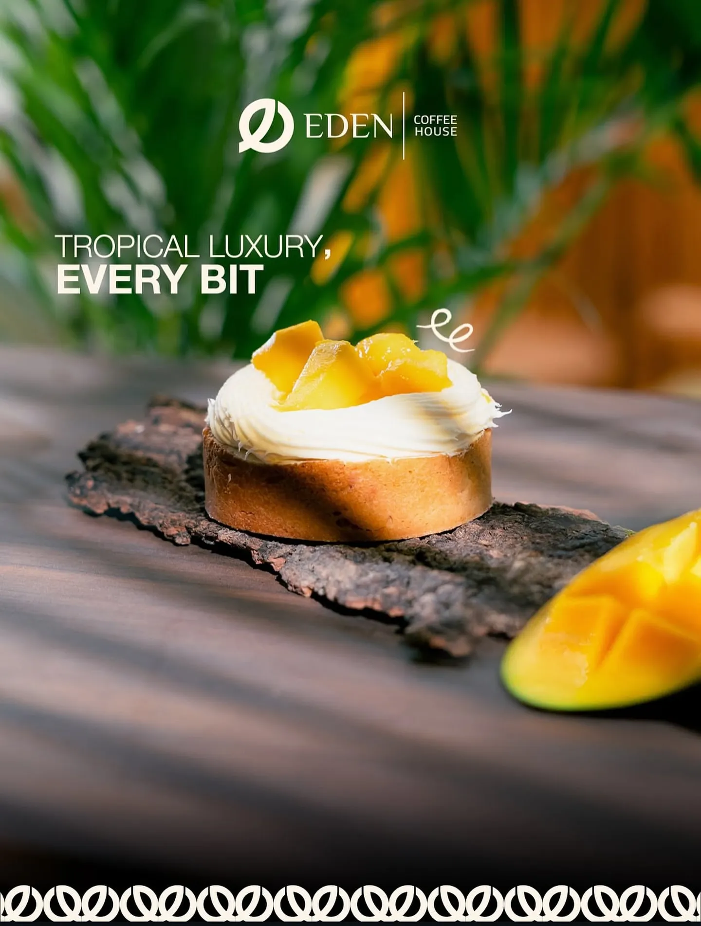 Iced coffee and dessert on a sunlit table